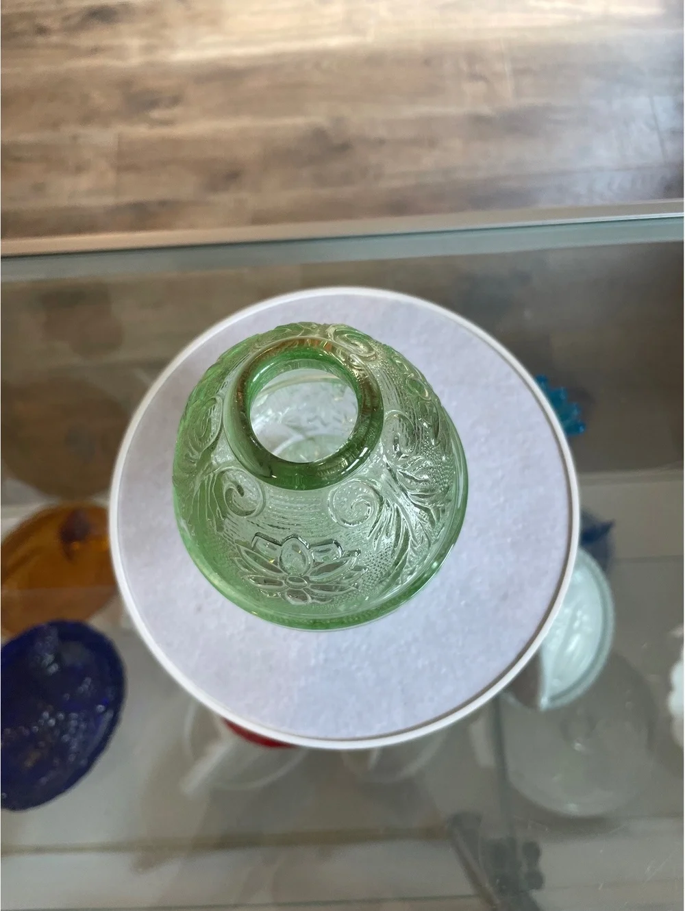 Indiana Glass Vintage Tiara Chantilly Green Fairy Lamp Candle Holder